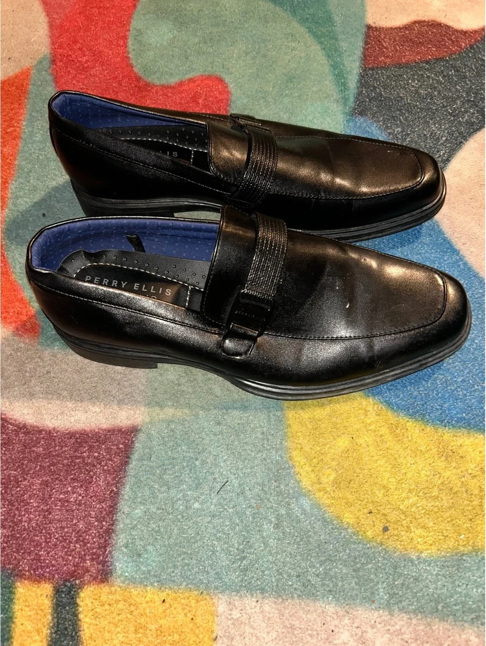 Perry Ellis Portfolio Black Leather Slip-On Dress Shoes